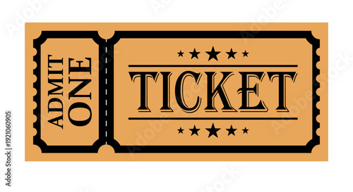 Vintage admit one ticket in classic retro style with decorative border and bold typography. Perfect for cinema, concerts, events, raffles, parties, invitations, promotions, and entertainment admission