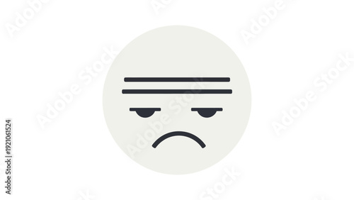 minimalist sad face icon conveying boredom disappointment and mental fatigue for emotional well-being ui design.