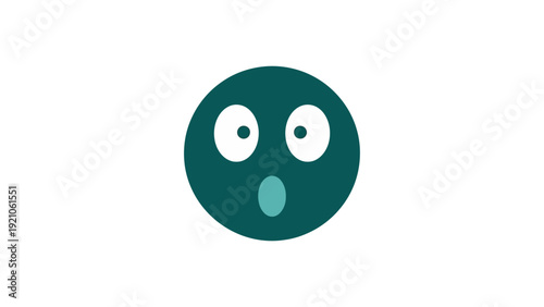 minimalist surprised emoji wide eyes and open mouth expressing shock isolated on a clean white background for design.