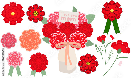 어버이날 카네이션 꽃다발 장식 다양한 카네이션 색깔의 꽃