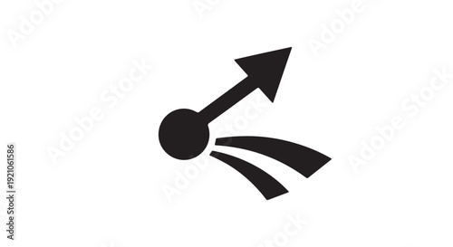 Black direction arrow icon in simple minimalist style with bold lines and white background for navigation symbol
