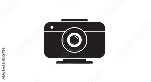Camera Icon in Simple Flat Design with Monochromatic Color Scheme on White Background for Web Graphics