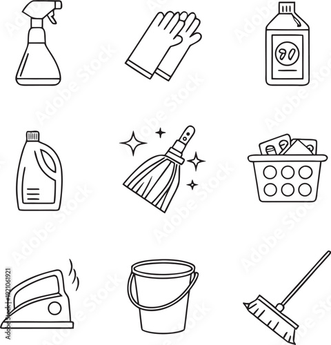 set of cleaning icons