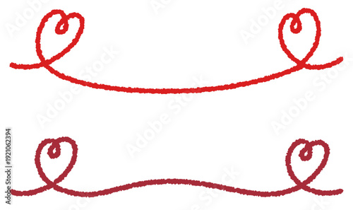 かわいいハートのクレヨンアンダーライン/レッド