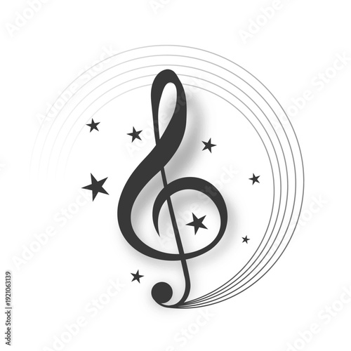 simple black music treble symbol with star decor