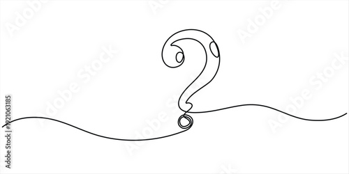Holds question mark continuous  one line art, hand drawn asking sign, idea continuous contour. Query FAQ concept, finding answer. Editable stroke. Isolated. Vector illustration, Question mark linear w