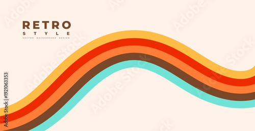 retro style 70s curvy vintage line background