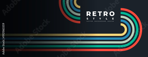 colorful stripe pattern dark background in retro style