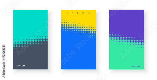 modern abstract halftone dot gradient cover template in set of three