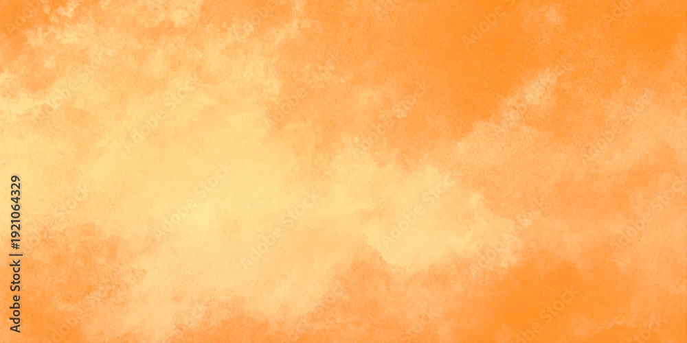 Fototapeta premium Warm orange watercolor background with soft golden textures offering a warm and inviting atmosphere.