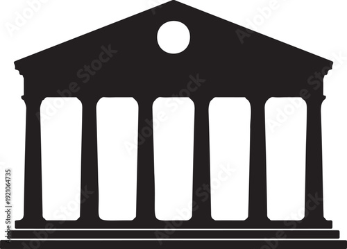 Black Bank Building Silhouette Icon Financial Concept