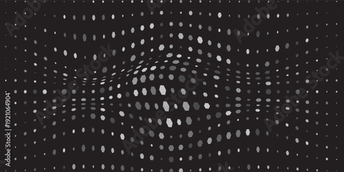 Hexagon Shapes Vector Abstract Geometric Technology Oscillation Wave Isolated on Light Background. Halftone Hex Retro Simple Pattern. Minimal 80s Style Dynamic Tech Wallpaper