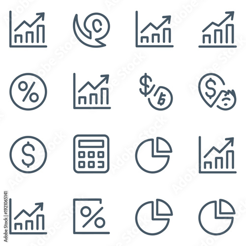 business investment finance set of and icons