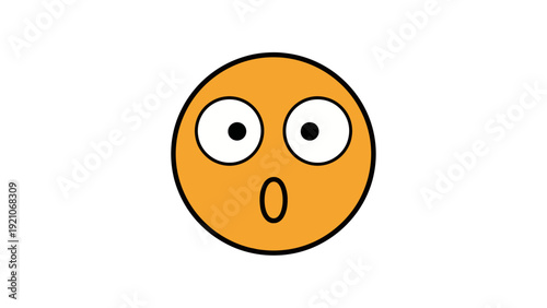 surprised orange emoji face wide eyes open mouth expressing shock on white suitable for digital content.