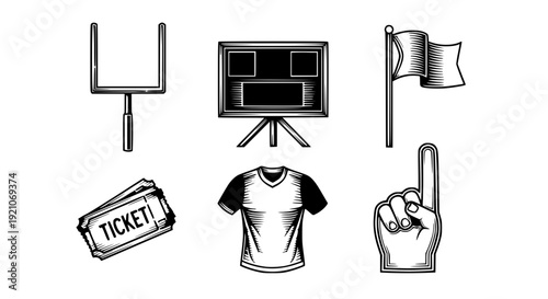 Comprehensive Sports Icon Vector Set - American Football, Soccer, and Fan Gear Collection