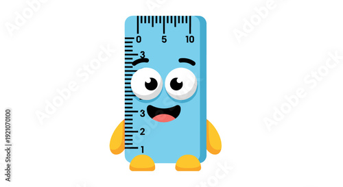 Cartoon Ruler Character with Facial Expression.