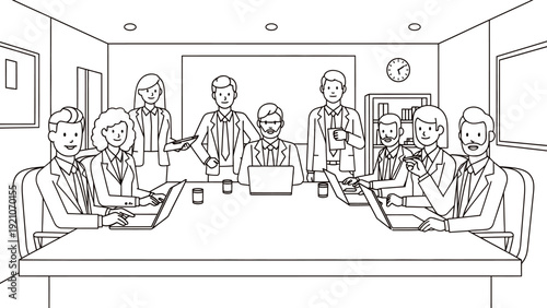 a diverse team of business professionals collaborates and discusses strategy during a productive meeting in a modern office setting.