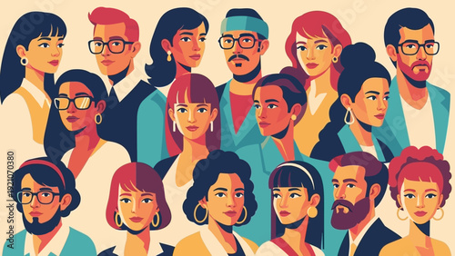 a diverse group of multi-ethnic professionals illustration symbolizing unity inclusion and global community.