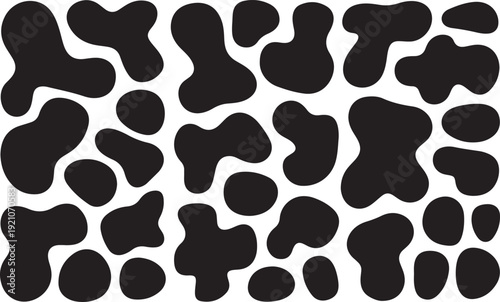 Vector graphic illustration featuring abstract black shapes on a white background, perfect for design projects requiring modern and versatile patterns.