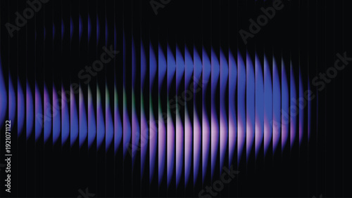 Digital audio frequency background featuring luminous vertical bars in violet and indigo shades. Creative pulse effect for technology or electronic themes.