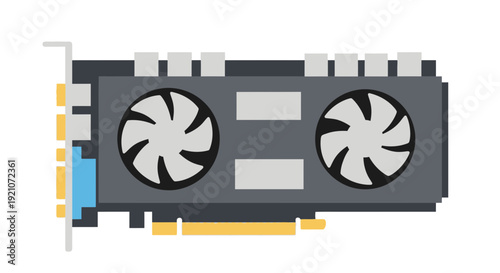 Modern Computer Graphics Card with Dual Fans on White Background