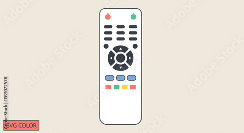 Modern TV Remote Control with Colorful Buttons on Beige Background