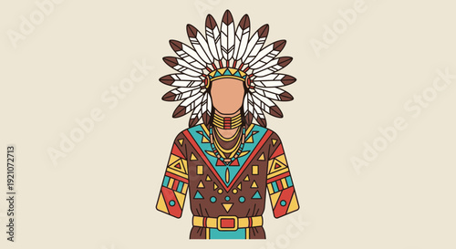Native American Man Headdress Portrait - Traditional Indigenous Warrior Art