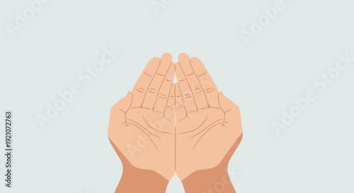 Open Hands Cupped Together, Receiving Gesture, Minimalist Background