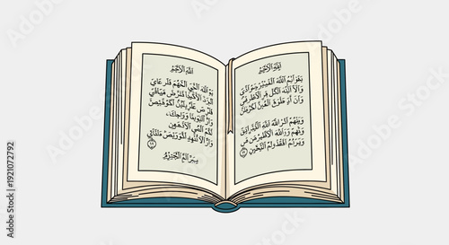 Open Holy Quran Book, Islamic Calligraphy, Religious Text, Arabic Scripture