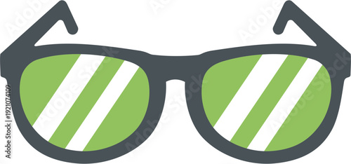 Stylish green sports sunglasses icon for outdoor padel match protection and summer athletic lifestyle design