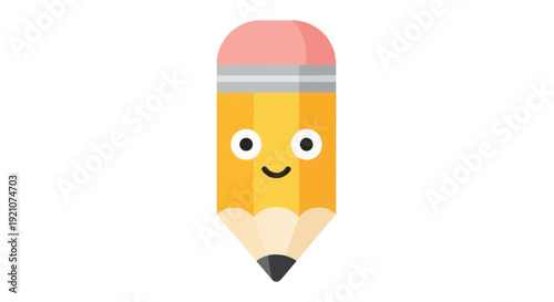 Smiling Cartoon Pencil Character Illustration.
