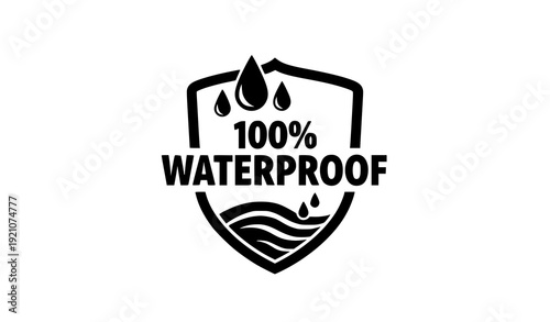 Waterproof Guarantee Badge Black and White Seal Stamp Vector Isolated on White Background