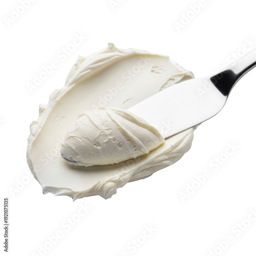 Cream cheese spread On Transparent Background with spatula