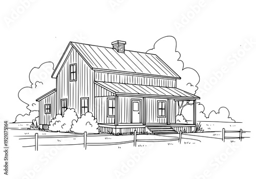 Charming rural house with fenced yard and porch