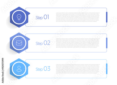 3-step infographics simplify processes into three clear stages, making complex ideas easy to grasp visually.