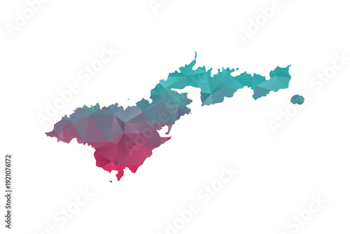 American Samoa Map - Polygon Style Vector Illustration in Teal and Red Gradient, Low Poly Geometric Design, Isolated on White Background for Infographics and Education.