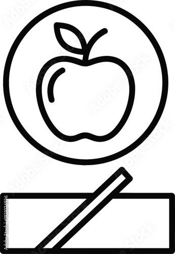 Healthy Food and Nutrition Icon Featuring Apple Symbol on Stand for Diet, Organic Lifestyle, Wellness, and Educational Design Projects