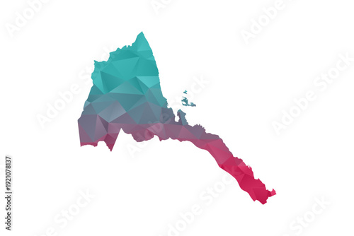 Eritrea Map - Polygon Style Vector Illustration in Teal and Red Gradient, Low Poly Geometric Design, Isolated on White Background for Infographics and Education.