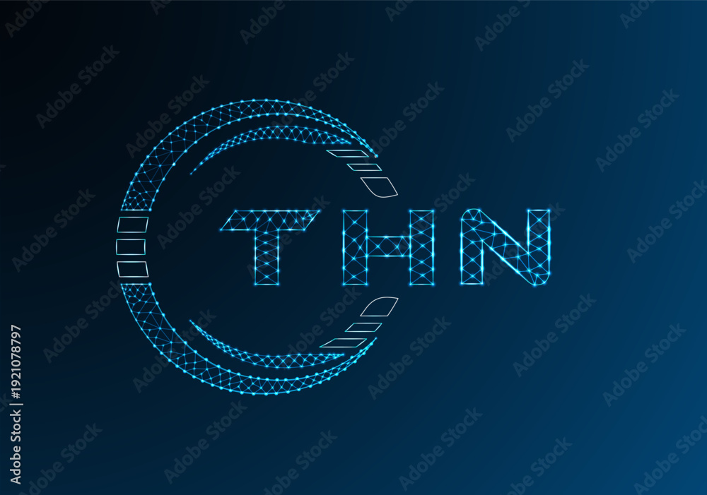 Obraz premium THN low poly letter logo vector design. THN lower poly logo design. Low poly logo.