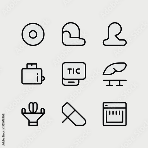 Set of nine simple representing various and actions flat d