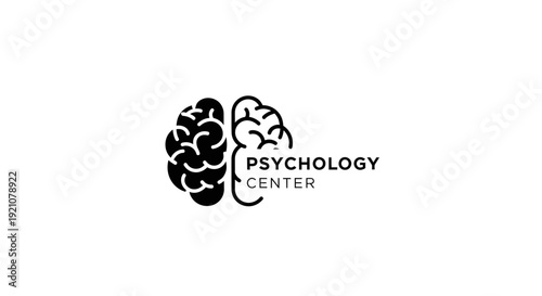 Psychology Center Logo Design Featuring Human Brain Illustration, Mental Health Concept, Therapy Consultation Symbol, Counseling Service Branding and Professional Psychological Clinic Identity