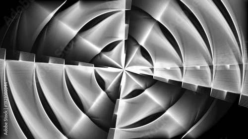 Animation Loop Abstract Radial Spiral Line Background with Geometric Metallic Style
