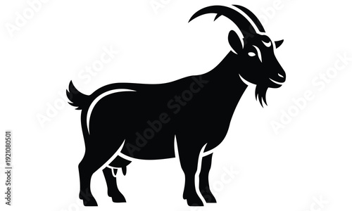 Eid al-Adha Goat Silhouette Black Vector Icon – Simple Clean Qurbani Animal.