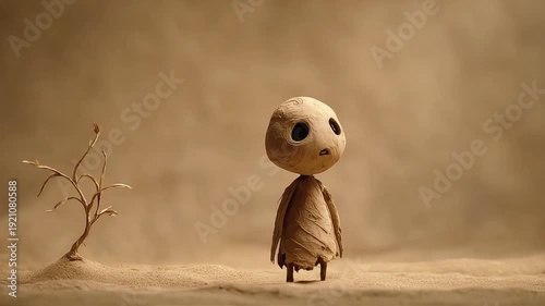 A lone figure stands in an arid landscape, evoking feelings of isolation and contemplation, perfect for storytelling content.