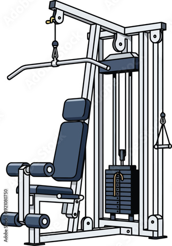 Modern home gym machine workout equipment for strength training and fitness vector