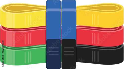 Colorful resistance bands set for fitness and exercise vibrant workout equipment for strength training vector