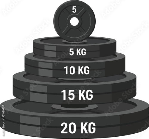 Fotografia Weight plates stacked pyramid fitness equipment gym gear strength training exerc