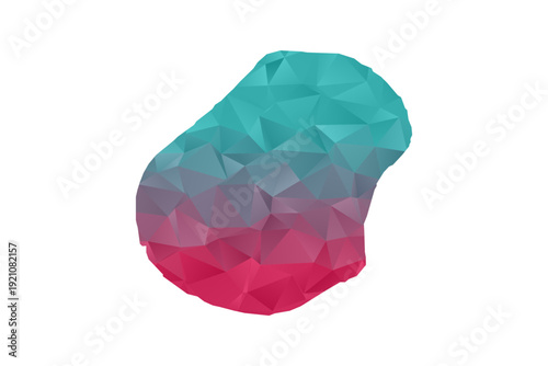 Nauru Map - Polygon Style Vector Illustration in Teal and Red Gradient, Low Poly Geometric Design, Isolated on White Background for Infographics and Education.