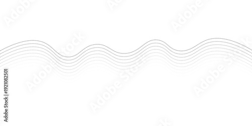Flowing dots particles wave pattern halftone gradient curve shape isolated on white background. Vector in concept of technology, science, music, modern.