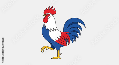 Proud Rooster with French Flag Colors